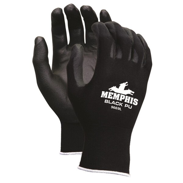 Mcr Safety 9669XL Memphis Gloves, X-Large, Nylon, Black, Knit Wrist Cuff - 9669-XL