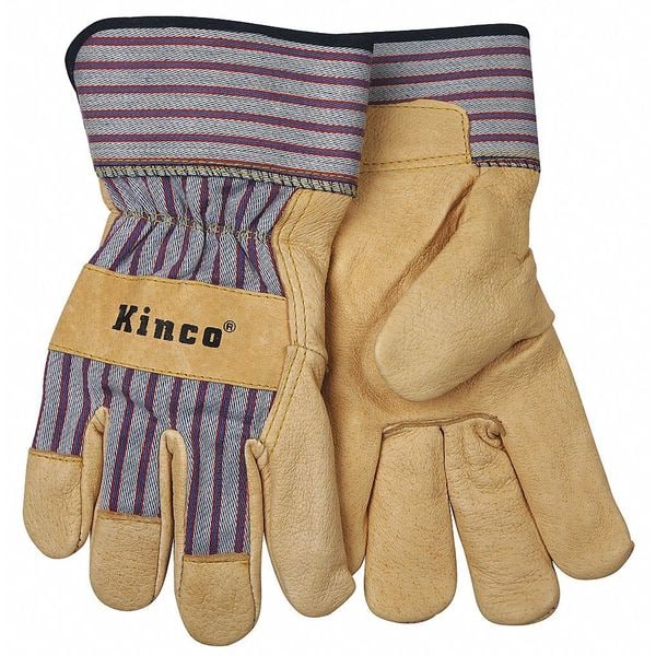 Kinco Leather Palm Glove, Keystone Thumb, Tan/Blue, M, 1 PR - 1917-M