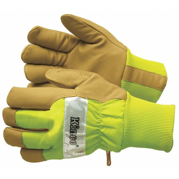 Kinco Leather Gloves, Insulated, Lime Green, L, PR - 1939KW-L