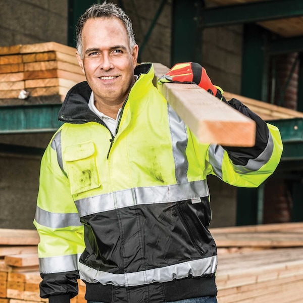 Game Workwear Hi-Vis Bomber Jacket, 100% Polyester Oxford, Hi Vis Lime, 3XLT - 1370