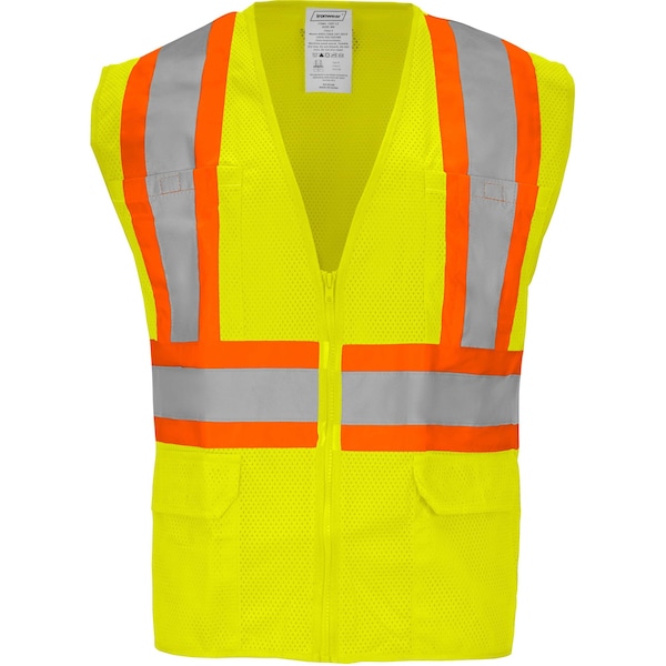 Ironwear Two-Tone Hi-Vis Safety Vest L Class 2 H Back, , Zipper 6 Pockets - 1287-LZ-LG