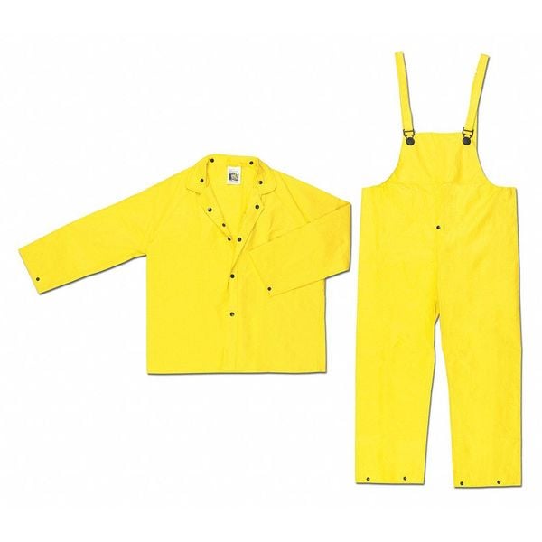 Mcr Safety Wizard .28Mm Pvc Nylon Pvc Fr, S, PVC/Nylon, 26-1/2" Inseam, 44" Waist, Yellow, S - 3003S