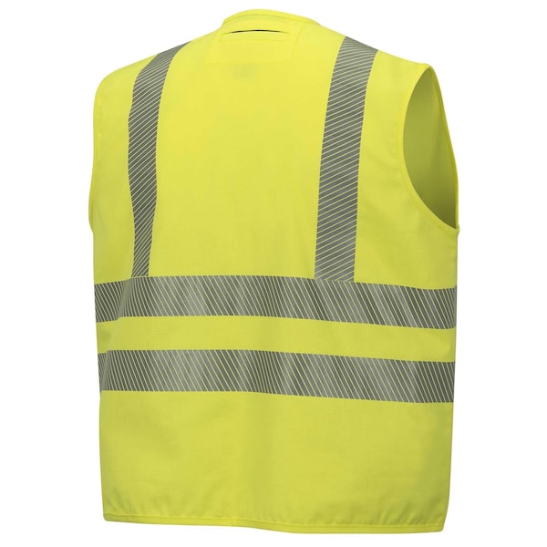 Oberon Hi-Vis FR/ARC-Rated 7.5 oz 88/12 Safety Vest, Snap Closure, Hi-Vis Yellow, L - ZFA106-L
