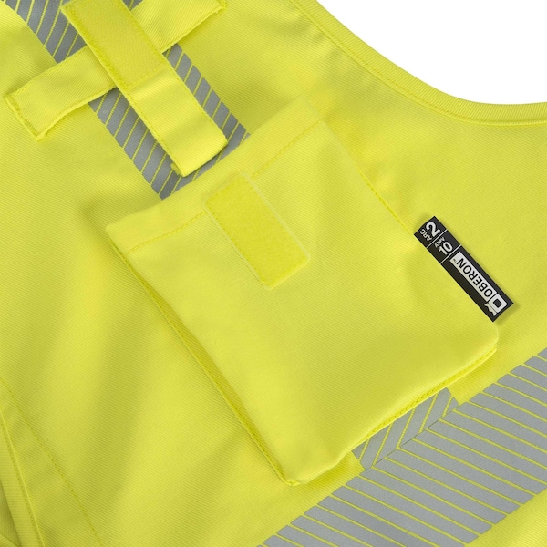 Oberon Hi-Vis FR/ARC-Rated 7.5 oz 88/12 Safety Vest, Snap Closure, Hi-Vis Yellow, L - ZFA106-L