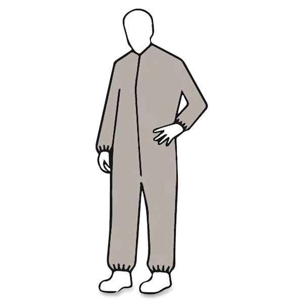 Malt Disposable Coverall, Collared, L, Polyolefin, Zipper, Elastic Cuff, Elastic Ankle, 25 PK - IMPM1017L