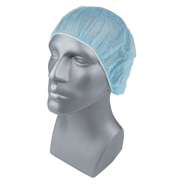 Condor Bouffant Cap, Polypropylene, 21 in Dia., Blue, M, 1000 PK - 23KX12