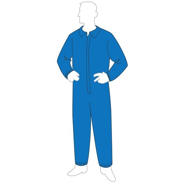Zoro Select Disposable Coverall, Collared, 2XL, SMS/Spunbonded Polypropylene, Zipper, Elastic Cuff, Serged Seam - 19125B 2X