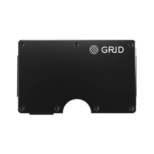Grid Wallet Aluminum Wallet with Money Clip, Black - ALUBLK-CLIP
