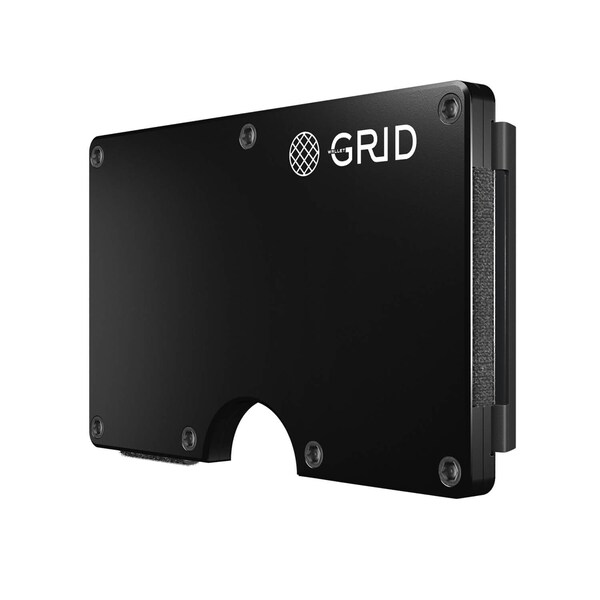 Grid Wallet Aluminum Wallet with Money Clip, Black - ALUBLK-CLIP