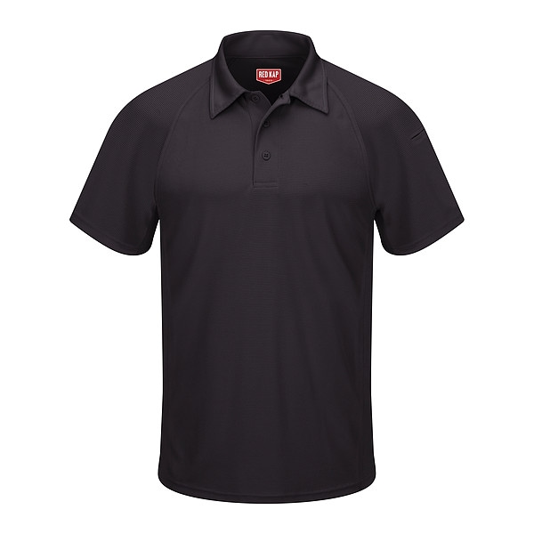 Red Kap Men's Short Sleeve Polo, Polyester, Button Closure, 2 Pocket(s), 3XL - SK92BK SS 3XL