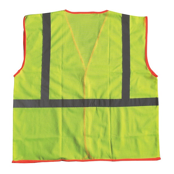 Condor High-Visibility Vest, ANSI Class 1, U-Block, Mesh Polyester, Hook-and-Loop, Lime, Size L/XL - 53YK40
