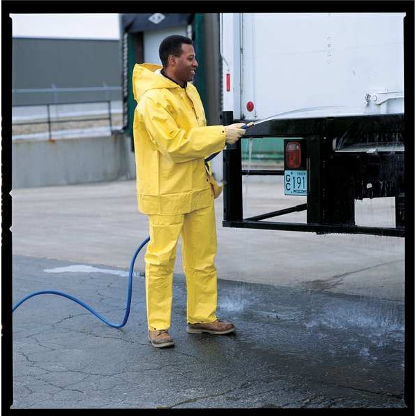Tingley 3-Piece Rainsuit w/Detachable Hood, PVC, Bib Overalls, .2mm Thickness, Yellow, XL - S61317