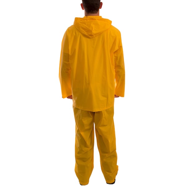 Tingley 3-Piece Rainsuit w/Detachable Hood, PVC, Bib Overalls, .2mm Thickness, Yellow, XL - S61317