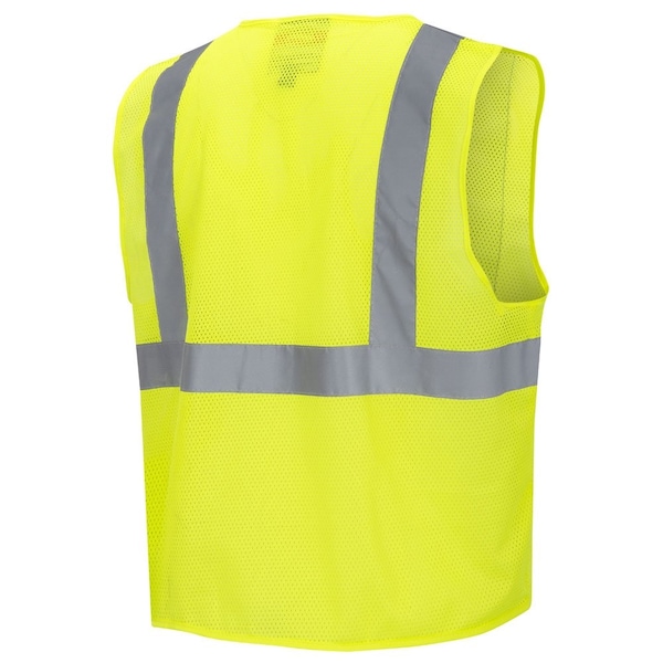 Pioneer Safety Vest, Polyester Mesh, ANSI Class 2, Zipper Closure, Cell Phone Pocket, Lime, 2XL - V1060360U-2XL
