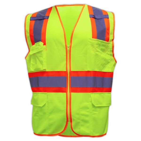 Magid Two-Tone Hi-Vis Surveyors Vest 4XL, 5XL Class 2 , Zipper 6 Pockets - SVSUR6-Y-4X/5X