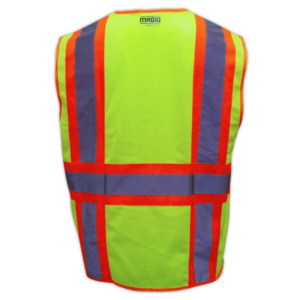 Magid Two-Tone Hi-Vis Surveyors Vest 4XL, 5XL Class 2 , Zipper 6 Pockets - SVSUR6-Y-4X/5X