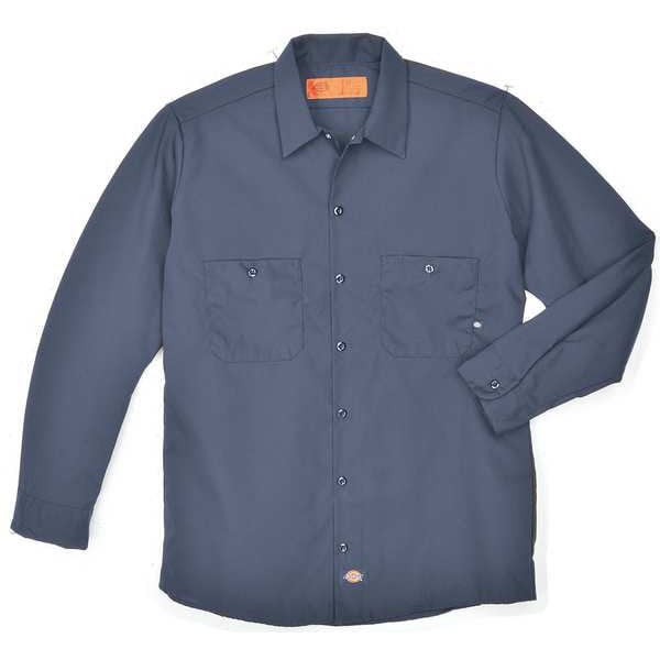 Dickies Men's Long Sleeve Industrial Work Shirt, Cotton/Polyester, Button Closure, Navy - L535NV RG 2XL