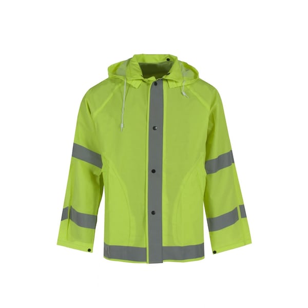 Neese Hi-Vis Rain Jacket, PVC Coated Polyester Knit, Hi-Vis Lime, S - 10182-01-1-HLI-S