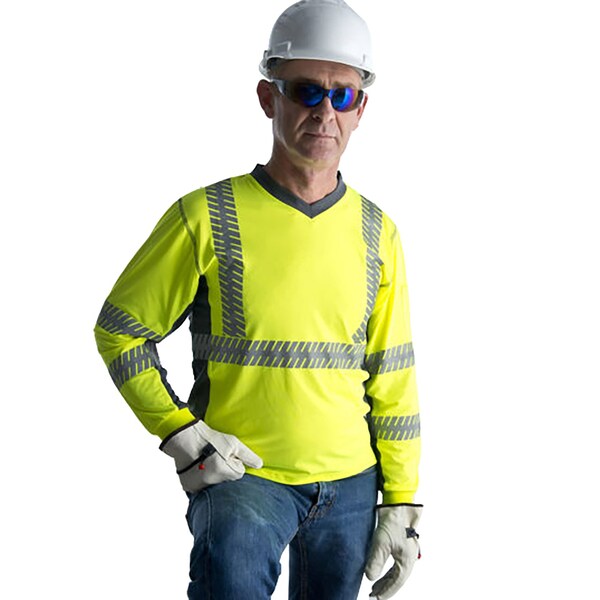 Cordova Shirt, COR-BRITE, Type R, Class 3, Comfort Stretch, Gray V-Neck & Side Panels, 2XL - V5712XL