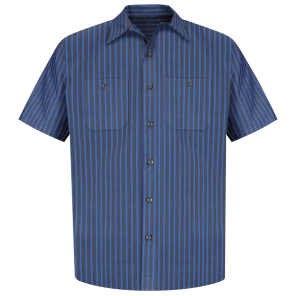 Red Kap Mns Ss Gy/Bl Exxon Stripe Workshirt, M - SP24EX SS M