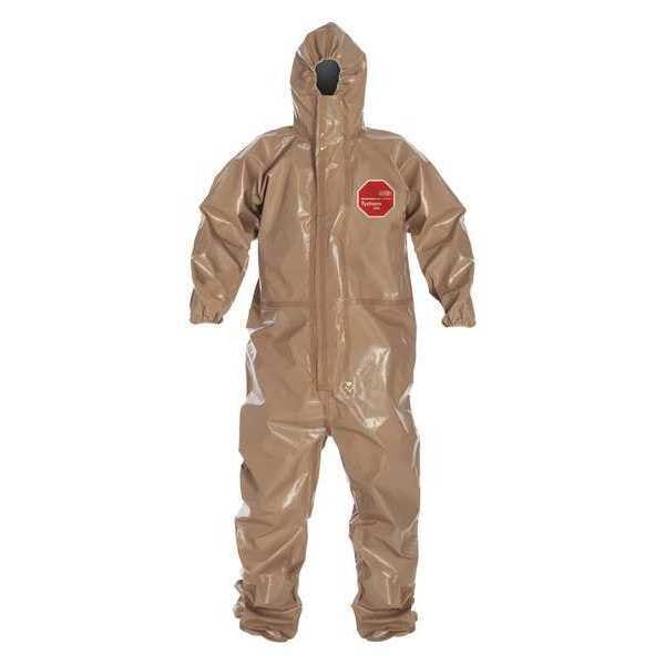 Dupont Chemical Resistant Coverall, Hooded, XL, Non-Woven Polypropylene, Zipper, Elastic Cuff, Taped Seam - C3198TTNXL000600