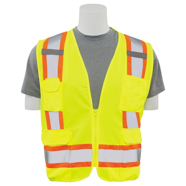 Deltaplus Safety Vest, ANSI, Hi-Viz, Lime, 6X - 62196
