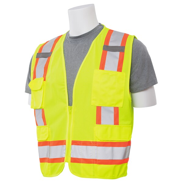 Deltaplus Safety Vest, ANSI, Hi-Viz, Lime, 6X - 62196