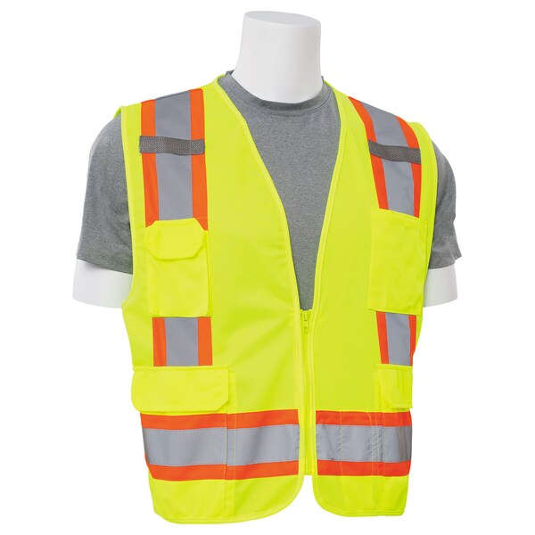 Deltaplus Safety Vest, ANSI, Hi-Viz, Lime, 6X - 62196