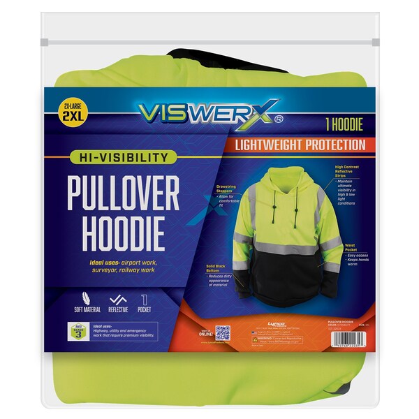Viswerx Hi-Vis Pullover Hoodie - ANSI CL2 2XL - 127-22035