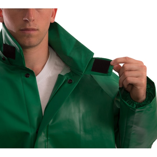 Tingley Flame Resistant Rain Jacket, M, 13 oz Heavy Duty PVC, Snaps with Storm Flap Closure - J41248