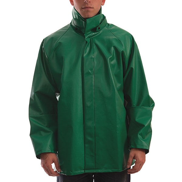 Tingley Flame Resistant Rain Jacket, M, 13 oz Heavy Duty PVC, Snaps with Storm Flap Closure - J41248