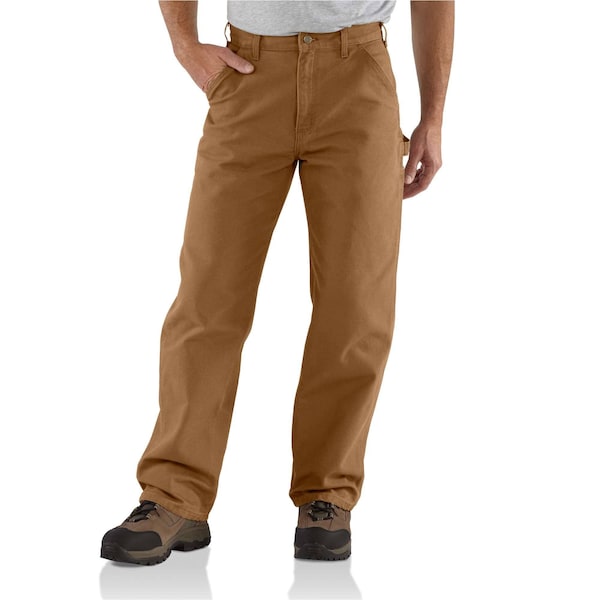 Carhartt Men's Cotton Utility Work Pant - Loose Fit Washed Duck, 46/32 - B11-BRN