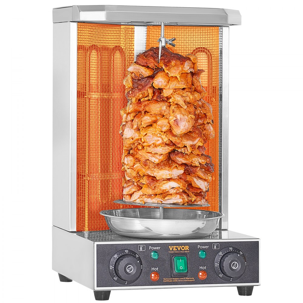 VEVOR Shawarma Grill Machine, 13 lbs Capacity, Chicken Shawarma Cooker Machine with 2 Burners, Electric Vertical Broiler Gyro Rotisserie Oven Doner Kebab Machine, for Home Restaurant Kitchen Parties - LSKRJ13BDWM02BTJOV1