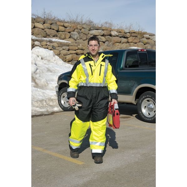 Occunomix Cold Weather Coverall Rainsuit, Polyester, 31 in Inseam, 36 in to 38 in Waist, 9.8 mil Thickness - SP-CVL-BYXL