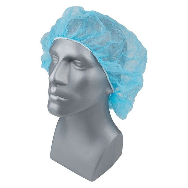 Condor Bouffant Cap, Polypropylene, 28 in Dia., Blue, XL, 1000 PK - 23KX28