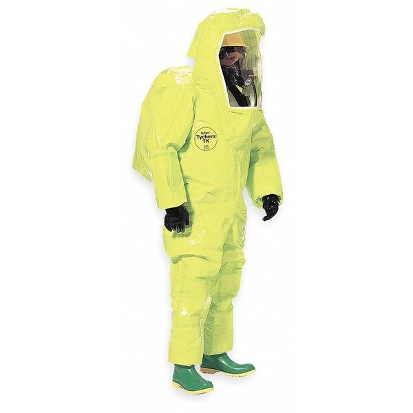Dupont Encapsulated Suit, Encapsulated Level A, XL, Tychem(R) 10000, Hook-and-Loop, Attached Glove Cuff - TK612TLYXL000100