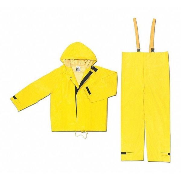 Mcr Safety 2-Piece Rainsuit, Neoprene, 0.35 mil Thick, Attached, Yellow, L - 8402L