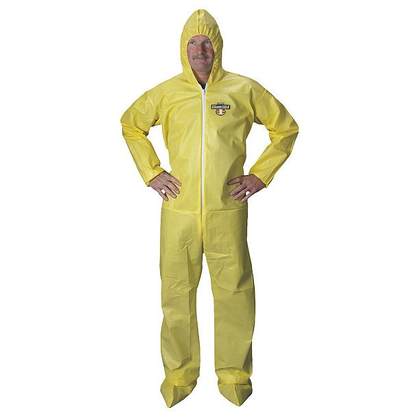 Lakeland Disposable Coverall, Hooded, XL, Non-Woven Laminate Polyethylene/Polypropylene, Zipper, Serged Seam - PBLC5414-XL