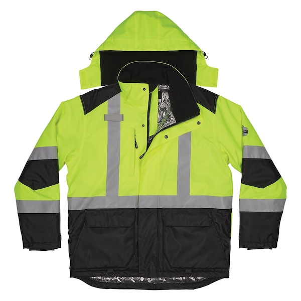Ergodyne Hi-Vis Winter Jacket, 300D Polyester, Class 3 Type R, Lime, L - 8390