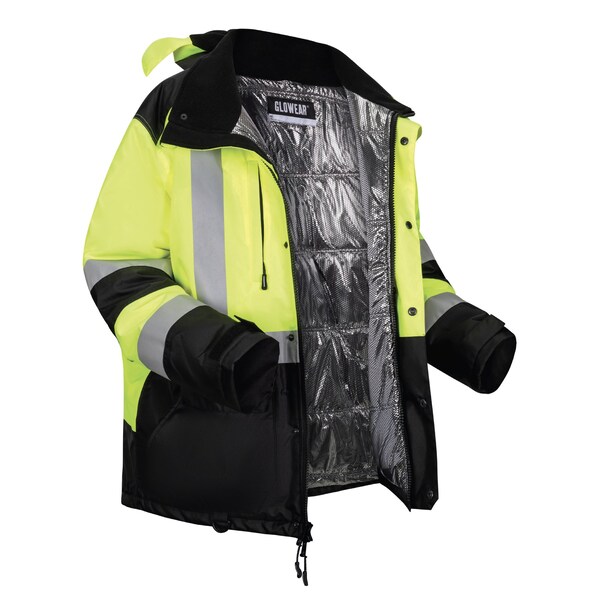 Ergodyne Hi-Vis Winter Jacket, 300D Polyester, Class 3 Type R, Lime, L - 8390