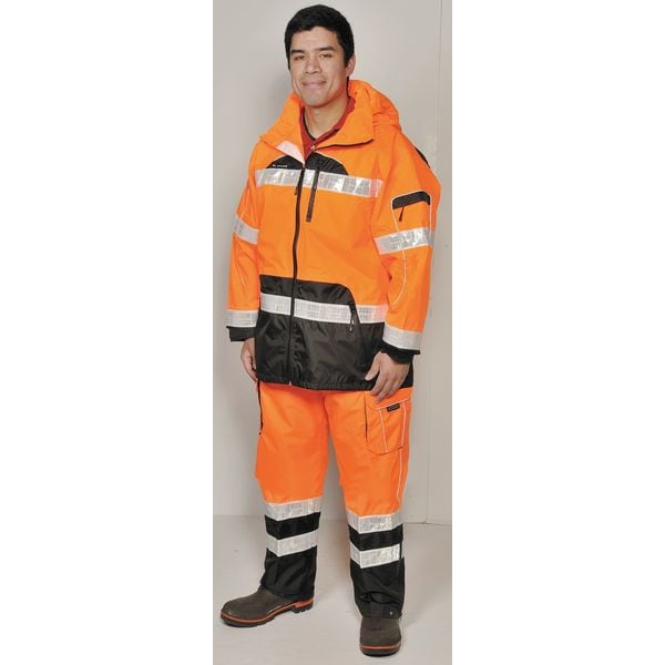 Kishigo Rain Jacket, Reflective Piping, Polyester, Class 3 R, Orange, L - RWJ107-L-XL