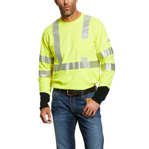 Ariat Men's FR Hi-Vis Longsleeve Tee, 16.4 cal/sq cm, S, Pique - 10025432