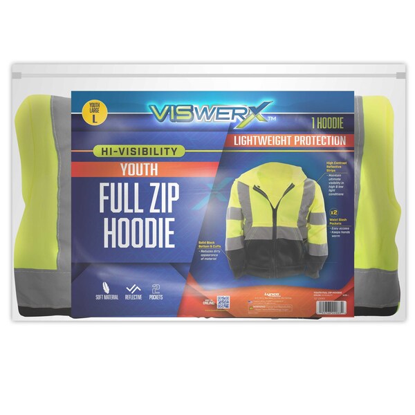 Viswerx Hi-Vis Full Zip Hoodie Childrens LG - 127-22083