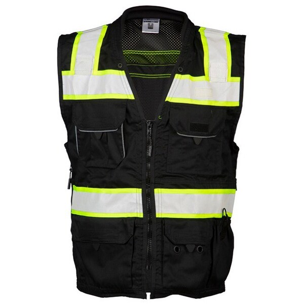 Kishigo L, Black Enhanced Visibility Professional Utility Vest - B500-L