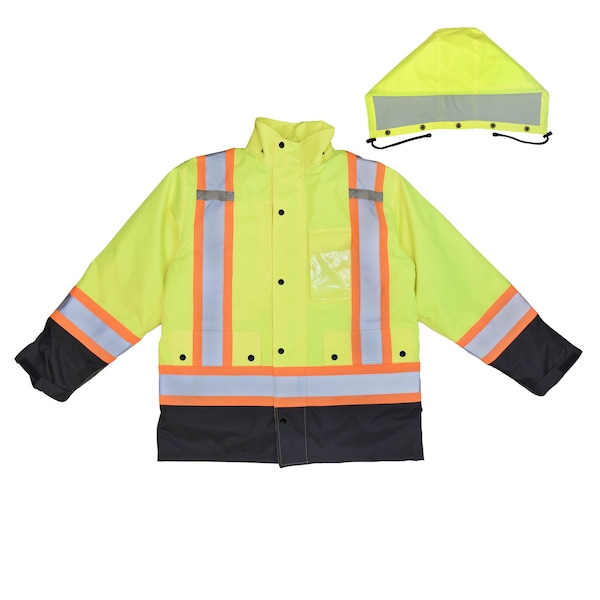 Radians Hi-Vis Reversible Bomber Jacket, Ripstop Polyester, Class Type R Class 3 Hi-Vis Green / Black, XL - SJ610B-3ZGS-XL