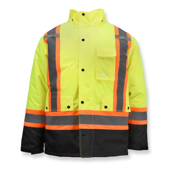 Radians Hi-Vis Reversible Bomber Jacket, Ripstop Polyester, Class Type R Class 3 Hi-Vis Green / Black, XL - SJ610B-3ZGS-XL