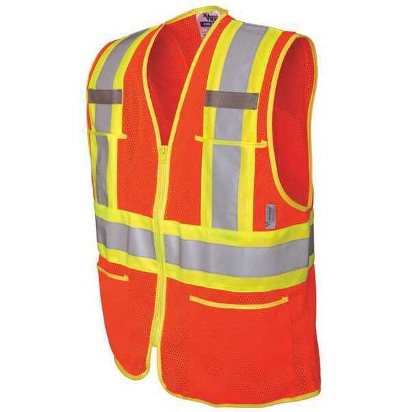Viking Hi-Vis Vest, Orange, Polyester Mesh, XL - U6112O-XL