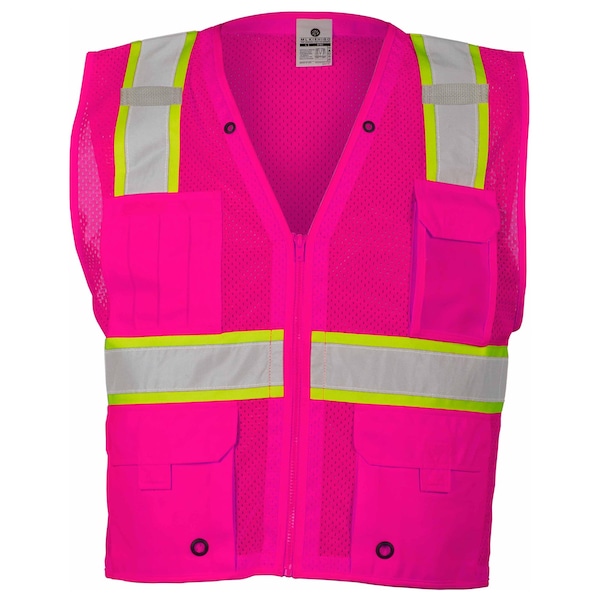 Kishigo S-M Pink Enhanced Visibility Multi Pocket Vest - B107-S-M