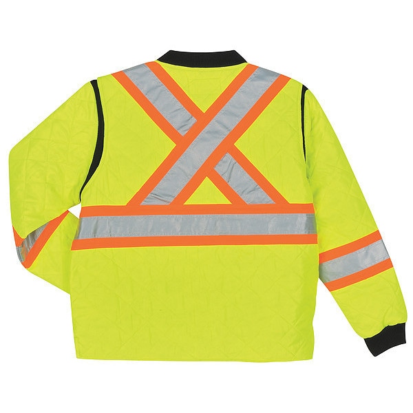 Tough Duck Hi-Vis Quilted Safety Jacket, 100% Polyester, Class 3 Type R, Fluorescent Green, 3XL - S43221