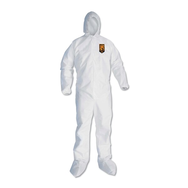 Kleenguard A30 Elastic Back and Cuff Hooded/Boots Coveralls, 3XL, White, 21PK - KCC46126